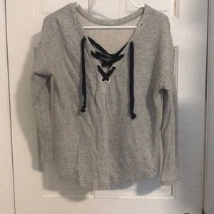 Gray Plunge Sweater